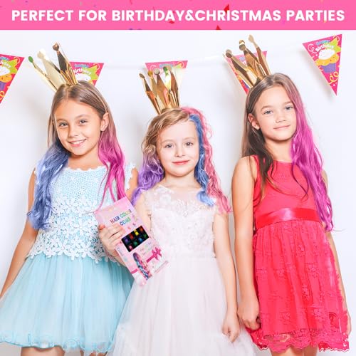 10 Color Hair Chalk Comb - Washable Temporary Hair Dye for Kids