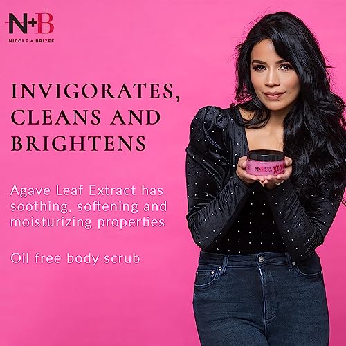 N+B Sugar Body Scrub | Invigorates and Brightens Skin | Oil Free | Removes Impurities Leaving Skin Soft and Moisturized | Formulated with Pomegranate Seed Extract and Agave | Made in the USA | 9.5oz