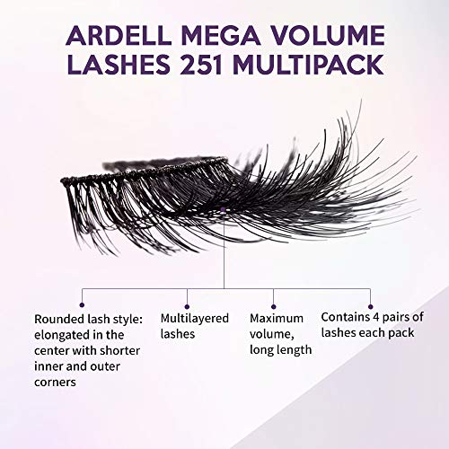 Ardell False Eyelashes Mega Volume 251, 1 pack (4 pairs per pack)