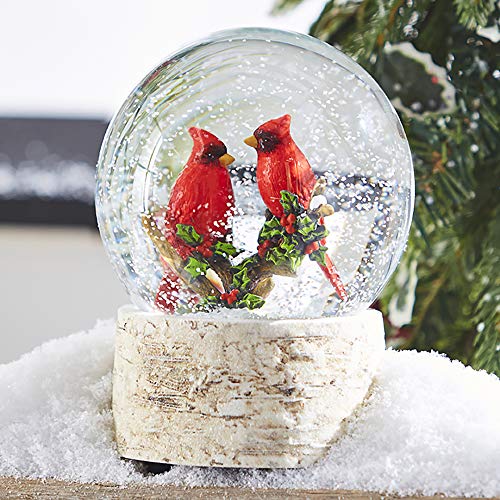 Raz Imports 5.5" Cardinals and Christmas Holly Snow Water Globe