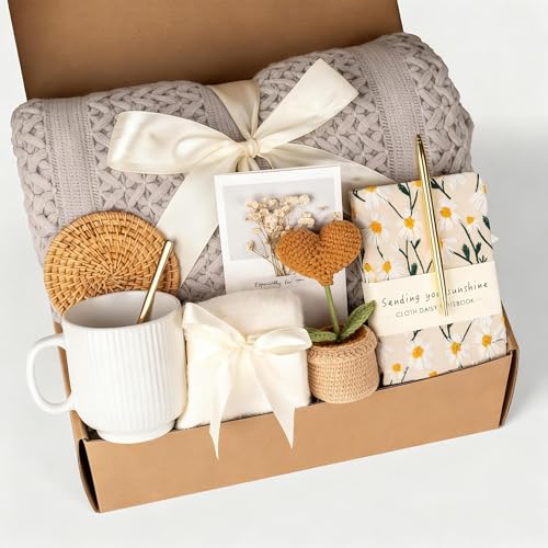 Self Care Gifts for Women Get Well Soon Birthday Gifts Baskets Care Package for Women, Thinking of You Feel Better Inspirational Christmas Gifts for Mom Her Friend Sister Wife (Khaki)