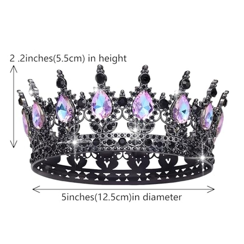 Black Moonlight Purple Rhinestone Wedding Crown for Women