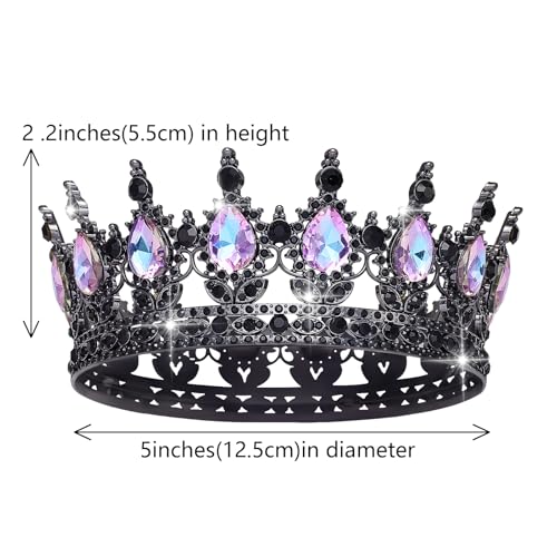 Black Moonlight Purple Rhinestone Wedding Crown for Women
