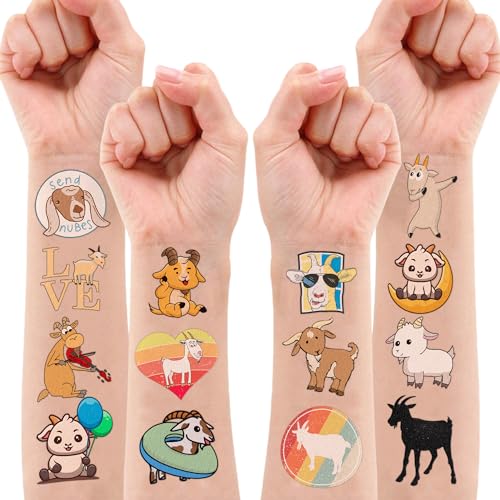 Goat Temporary Tattoos 8 Sheets 80 PCS Farm Party Favors