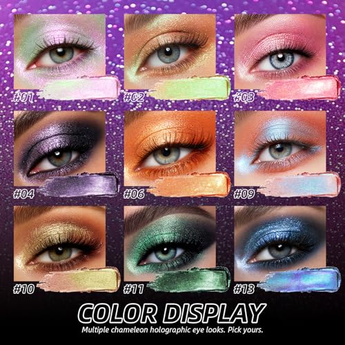 Holographic Duochrome Eyeshadow - Purple to Black Multichrome Shift