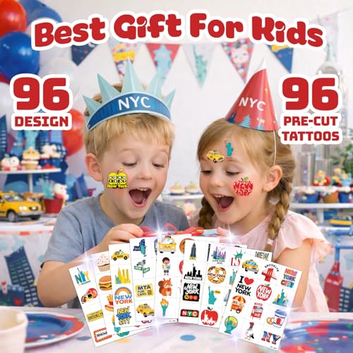 96 PCS NYC Temporary Tattoos for Kids | Skyline Party Favors