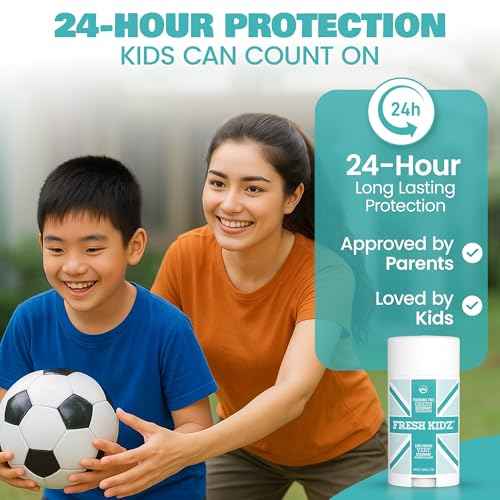 Fresh Kidz Deodorant Stick for Kids and Teens - Baking Soda and Aluminum-free 24 Hour Protection for Sensitive Skin - Unscented "Green", 2.65 oz / 75 g