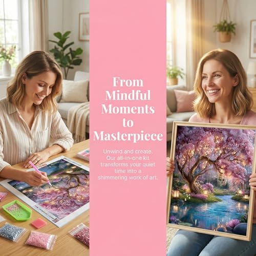 Cherry Blossom 5D Diamond Painting Kit for Adults - 12x16 Inch