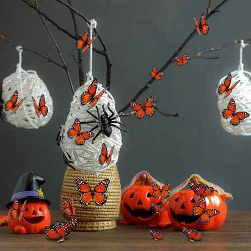 12 Pcs Monarch Butterfly Hair Clips, 3D Butterfly Barrettes Hair Costumes Accessories for Halloween Day of the Dead Decorations (12 pieces)