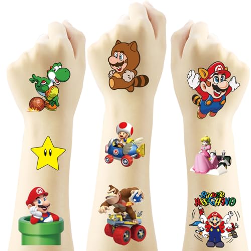 20 Mario Temporary Tattoos - Party Favors & Activity Prizes