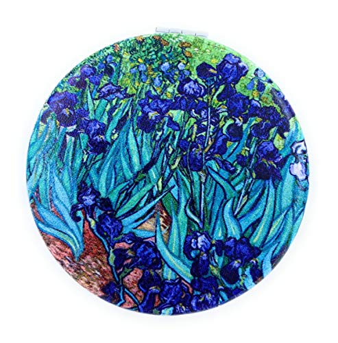 Van Gogh Irises Pocket Mirror for Women - Compact Travel Makeup Mirror with 2x Magnification - Artistic Gift