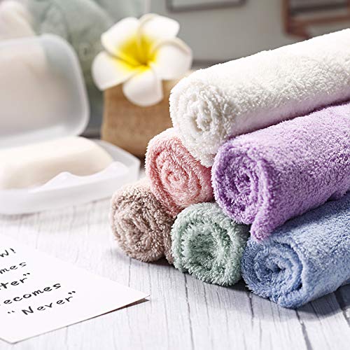 Syhood 12 Pieces Face Wash Cloth 12 x 12 in Makeup Remover Cloths Towel Coral Velvet Facial Microfiber Soft Fast Drying Facial Cleansing Towel for Face(Beige, Blue, Purple, Brown, Green, Pink)