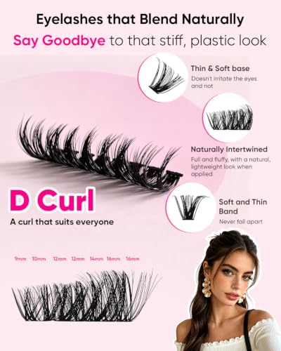 60D Wispy Lash Clusters 560Pcs Mixed 9-16mm