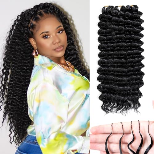 Feather Crochet Hair 18" Deep Wave 100 Strands Miracle Knots