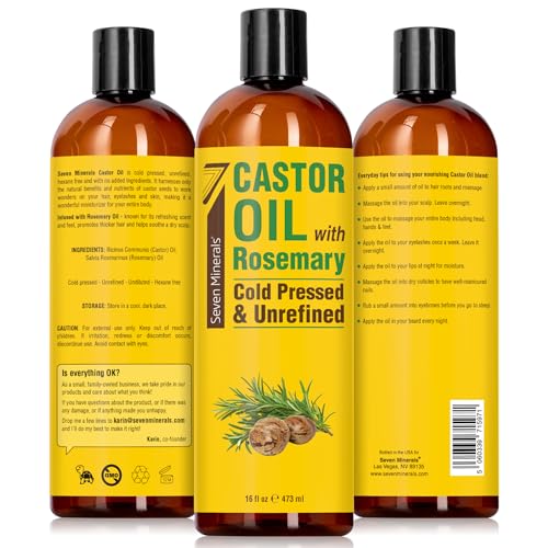 Seven Minerals Cold Pressed Castor Oil with Rosemary 16 fl oz