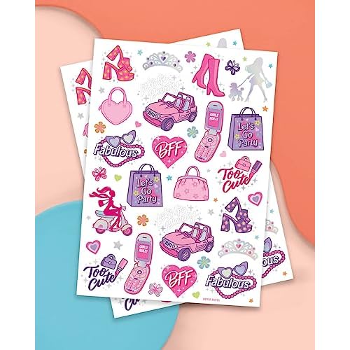 xo, Fetti Pink Party Temporary Tattoos - 42 styles | Pink Birthday Party Supplies, Party Favor, Cute Decorations, Easter Basket
