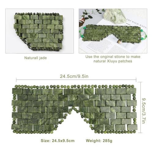 Jade Eye Mask, 2Pcs Large Facial Cooling Mask with 100% Real Jade for Hot & Cold Therapy,Green Facial Eyes Sleeping Mask Relief Eye Cover by LazyGa