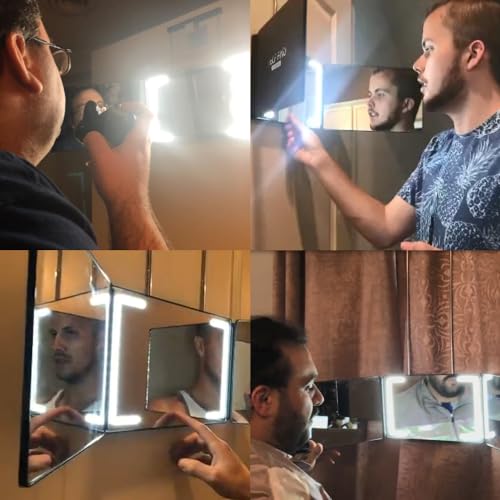 3-Way Mirror with Ring Light for DIY Hair Cutting