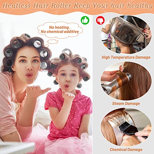Heatless Hair Rollers Set 24pc with Clips - 4 Sizes