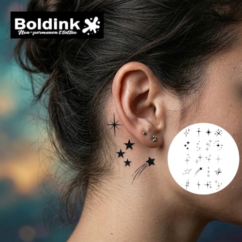 Boldink Temporary Tattoos for Women - Waterproof Star Design