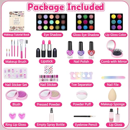 Hollyhi 59-Piece Kids Makeup Kit with Case & Tutorial Booklet