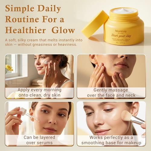 Start Your Day Brightening Day Cream with 5% Niacinamide & Ceramide, Lightweight Daily Face Cream for Dull Skin, 1.69 fl oz