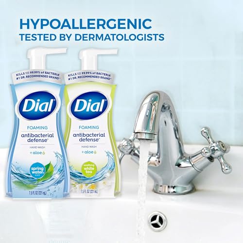 Dial Foaming Hand Wash Variety Pack, 5 Pack Hand Soap in Pump Bottles, Gentle Moisturizing Aloe Vera Formula, White Tea/Spring Water, 10 fl oz. Each