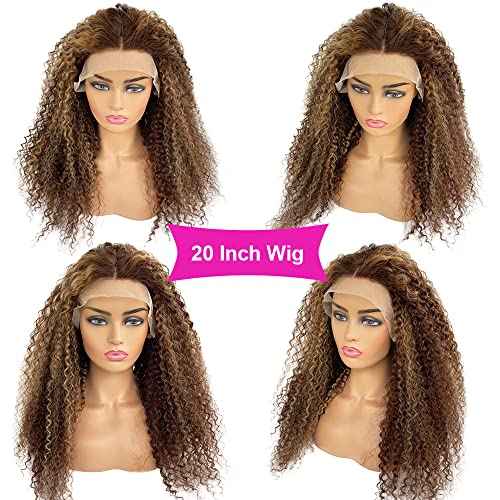 Blonde Highlights Human Hair Lace Front Wigs for Black Women Pre Plucked Hairline with Baby Hair 13x1 T Part Real Human Hair Lace Wigs Bleached Knots Chocolate Brown Mixed Caramel Blonde Wig 16 Inch