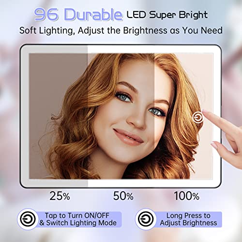 FUNTOUCH Rechargeable Lighted Makeup Mirror with Phone Holder