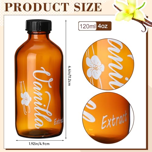 Uiifan 12 Pack 4oz Amber Glass Bottles with Caps