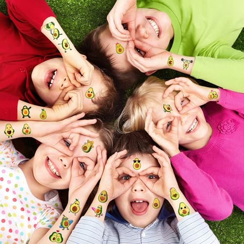 12 Sheets Avocado Temporary Tattoos Stickers Avocado Birthday Party Supplies Decorations Cute Fruit Face Fake Tattoos Party Favors Goodie Bag Fillers Party Gifts Games School Classroom Rewards