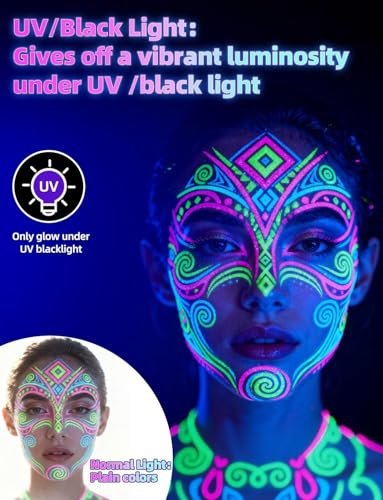 ILC UV Reactive Black Light Body Paint Kit - 6 Neon Colors