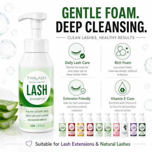 TWILASH Lash Shampoo 500ml - Gentle Foam Cleanser for Extensions