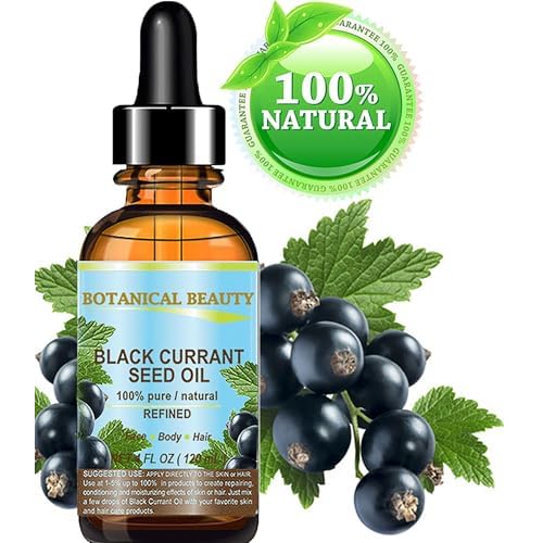 Botanical Beauty BLACK CURRANT SEED OIL. 100% Pure Natural Undiluted Refined Cold Pressed Carrier Oil for Skin, Hair, Lip and Nail Care (4 Fl Oz)