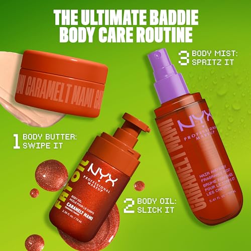 NYX Caramelt Mami Fat Oil Hair & Body Mist - Vegan Perfume, 2.7 fl oz