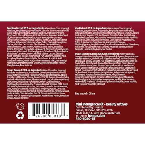 Hempz Mini Indulgence Kit, 4 Pack Travel Size Body Moisturizer, Limited Edition Beauty Actives, 2.25 oz each