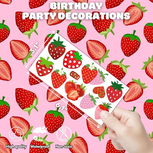 90 PCS Strawberry Temporary Tattoos for Kids | Waterproof Party Favors