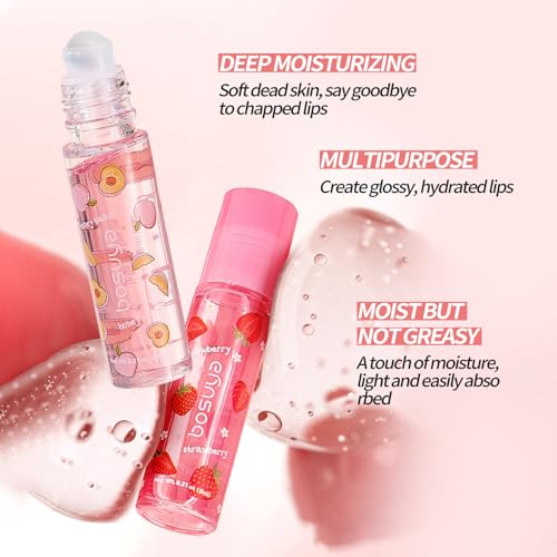 6 Pcs Hydrating Lip Gloss Oil Set - Fruit Flavored Nourishing Lip Oil