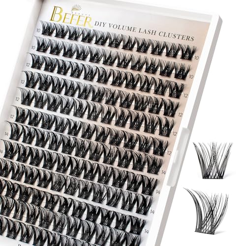 BEFER D Curl Lash Clusters 132 Pcs - DIY Eyelash Extensions 10-16MM