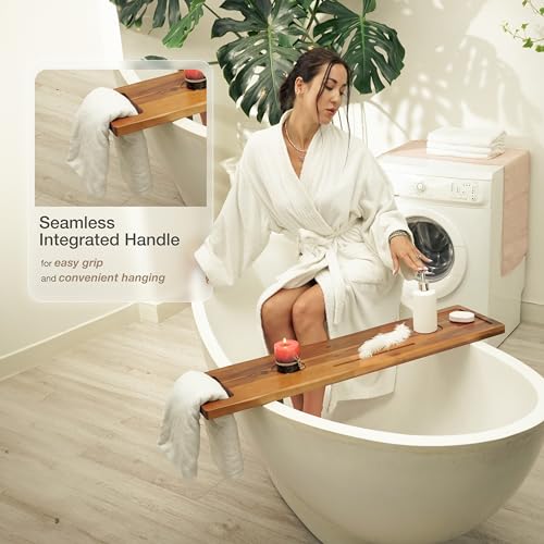 Tinamo 39" Acacia Wood Bathtub Tray with Phone Holder