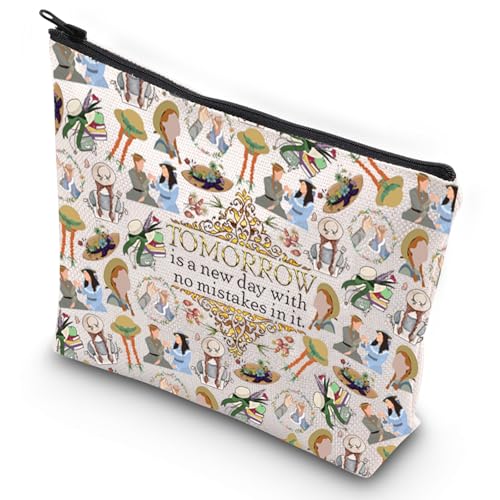 G2TUP Literary Makeup Bag Book Quote Gift Tomorrow is a New Day with No Mistakes in It Anne Fans Cosmetic Bag for Book Lovers (Tomorrow Is New MG)