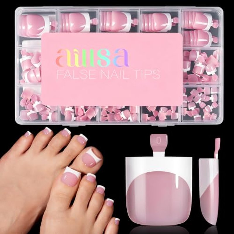 French Tip Press On Toenails, 150Pcs 15 Sizes