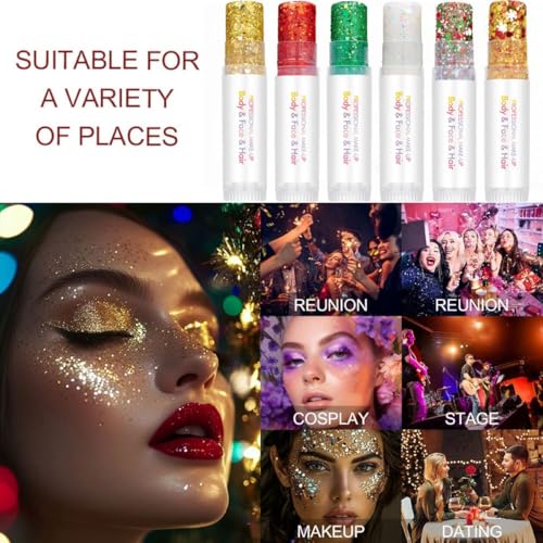 Red Glitter Stick for Body & Face - Waterproof Festival Makeup