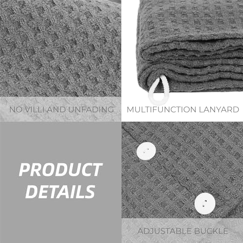 Microfiber Hair Towel with Button - Quick Dry, Anti-Frizz