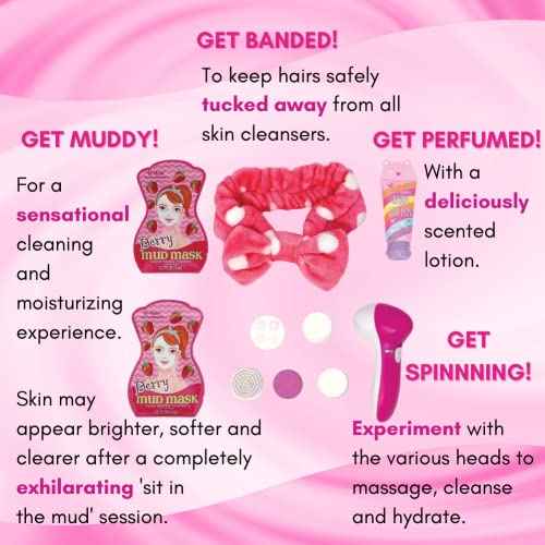 Hot Focus Kids Spa For Girls Toys Day Spa Kit - Kids Playset Deluxe Set With Facial Cleanser Machine Headband Mud Mask