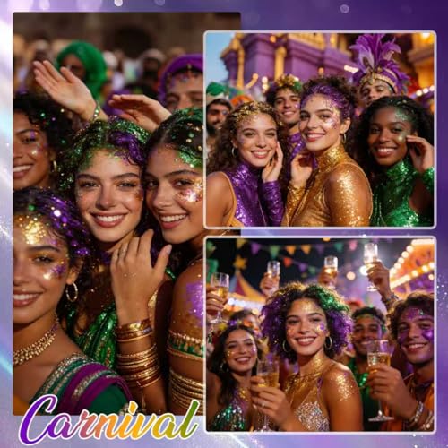 4-Color Body Glitter Makeup Kit | Gold Green Purple Chunky Glitter