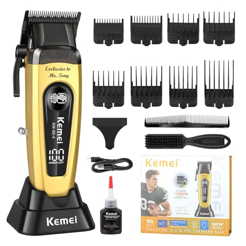 KEMEI KM-90-4 Professional Hair Clippers for Men, Clippers for Hair Cutting, Rechargeable Cordless Hair Clippers, Haircut Clippers, Hair Cutting Tools, LED Display, Perfect Gifts for Men.
