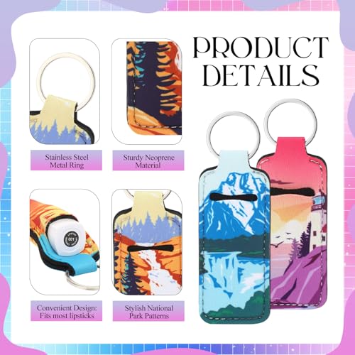 12 Pcs Lipstick Keychain Holder Bulk - Neoprene Lip Balm Pouch