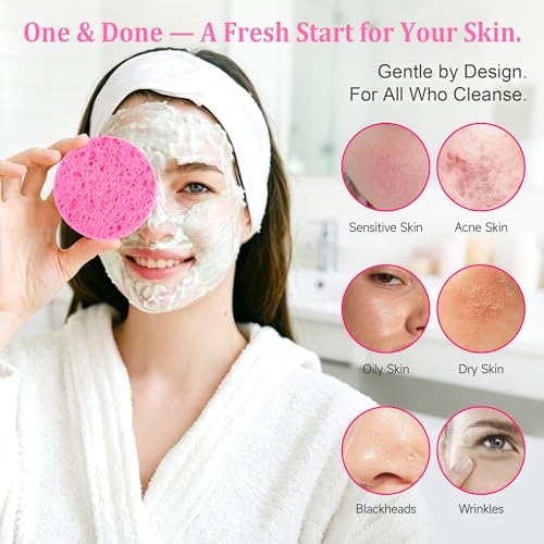Compressed Natural Cellulose Facial Sponges - 60 Pcs, 3.15in