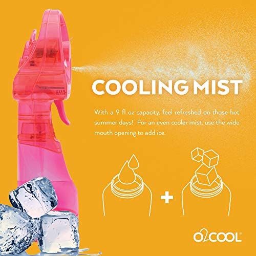 O2COOL Deluxe Handheld Battery Powered Water Misting Fan (Raspberry)